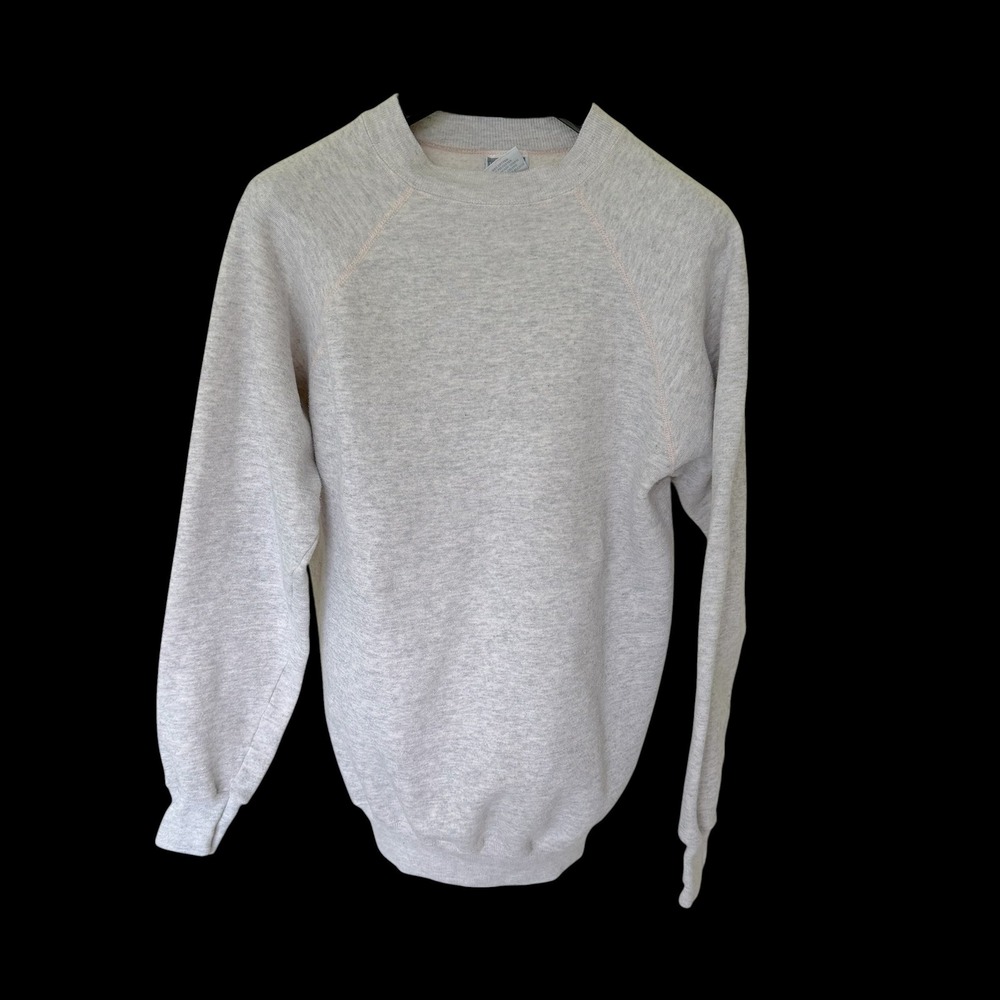 Vintage 80's Hanes Sweatshirt Womens XL Gray Raglan Sleeve Crew Neck Made in USA